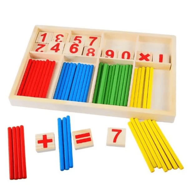 Set de Palitos Contadores De Madera y Caja Aritmética