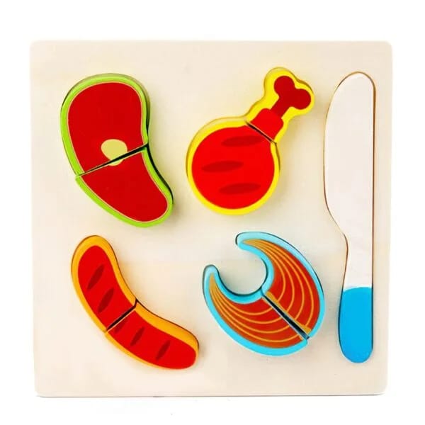 Juguete de madera didáctico para cortar alimentos