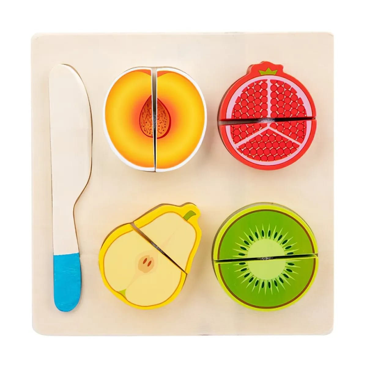 Juguete de madera didáctico para cortar alimentos