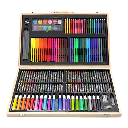 Maleta Madera / Set De Arte 180 Piezas Lápices Para Colorear