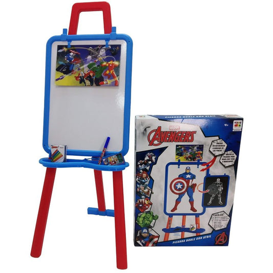 Pizarra doble con atril temática de Avengers.