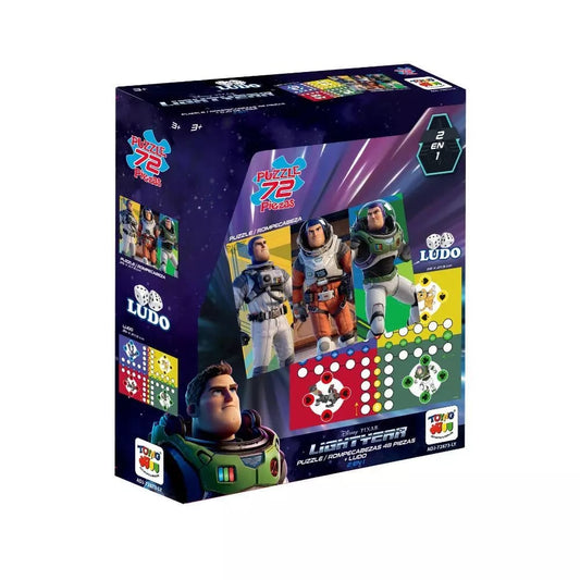 2 En 1  Puzzle 72 Piezas + Ludo-Lightyear