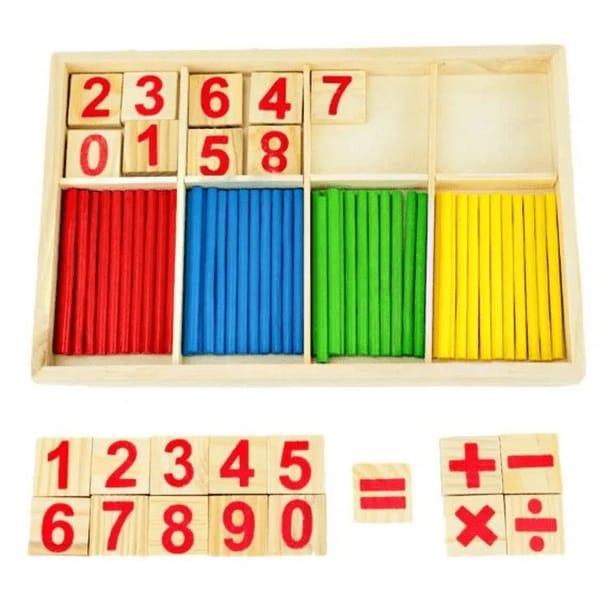 Set de Palitos Contadores De Madera y Caja Aritmética