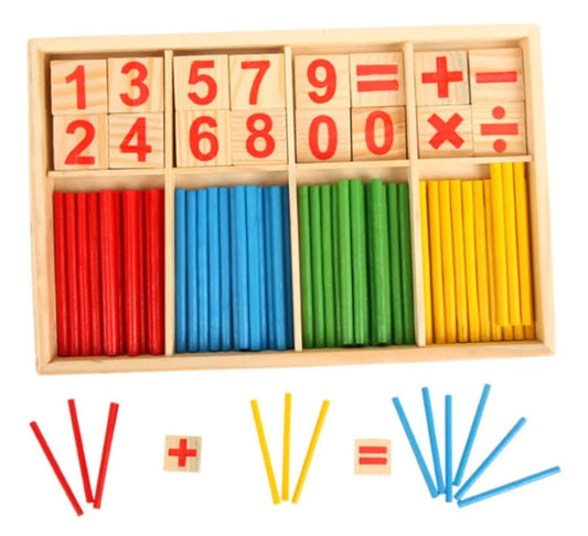 Set de Palitos Contadores De Madera y Caja Aritmética